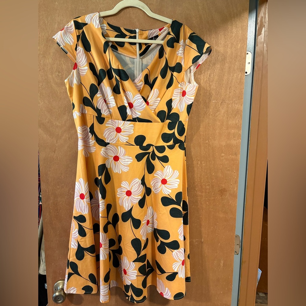 Sucrefas floral yellow dress, XL